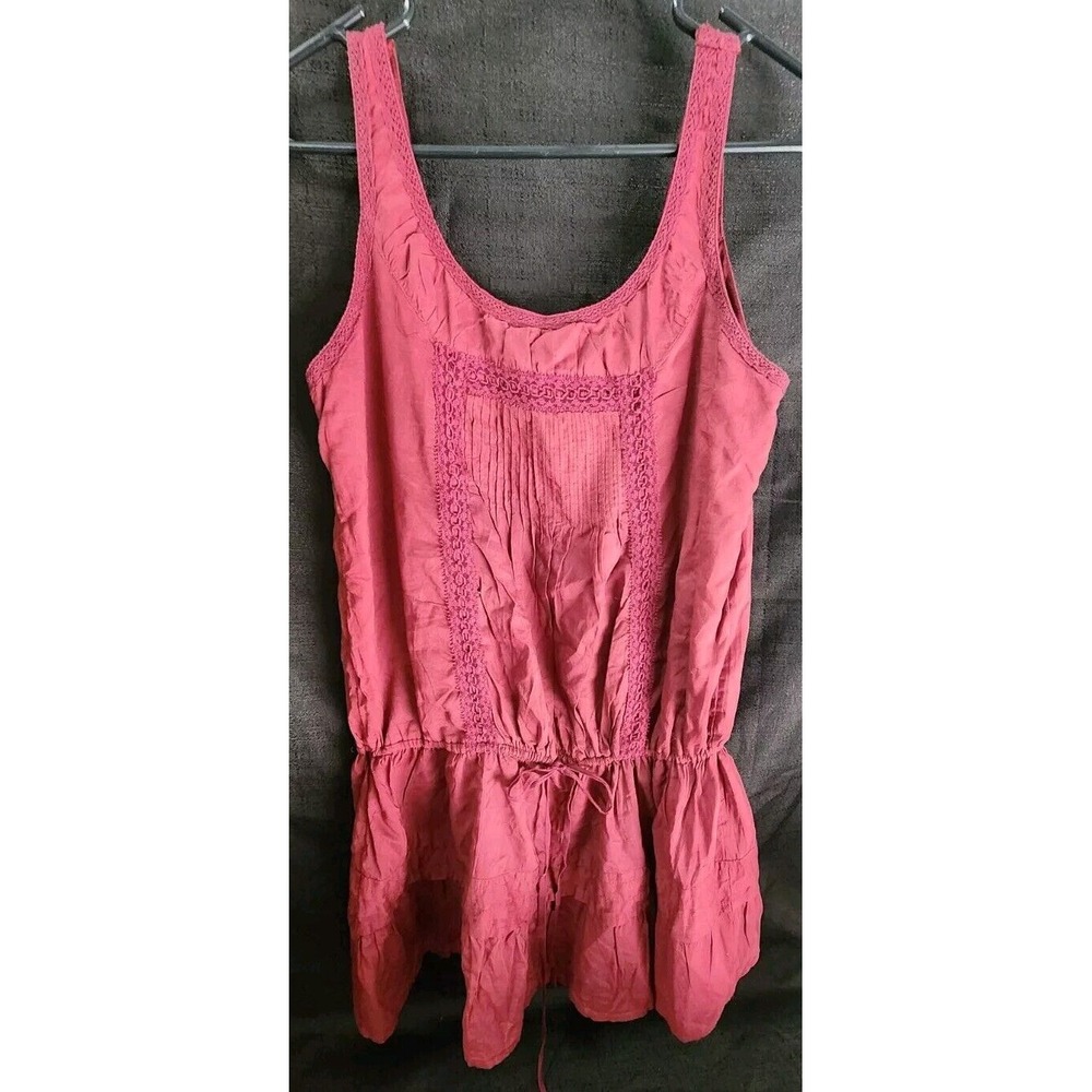 Abercrombie & Fitch Women's Sleeveless Boho Mini Dress Embroidered Sz Small Red